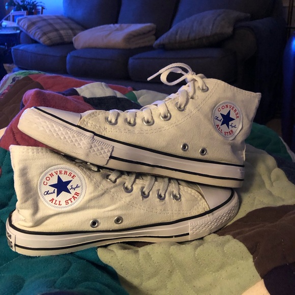 Converse Shoes - Converse White High Tops with Logo Patch